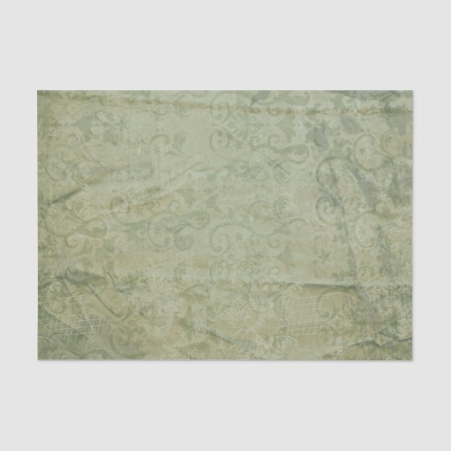 Elegante Scrolls im Hintergrund eines Olivenöls Seidenpapier (Vorderseite)