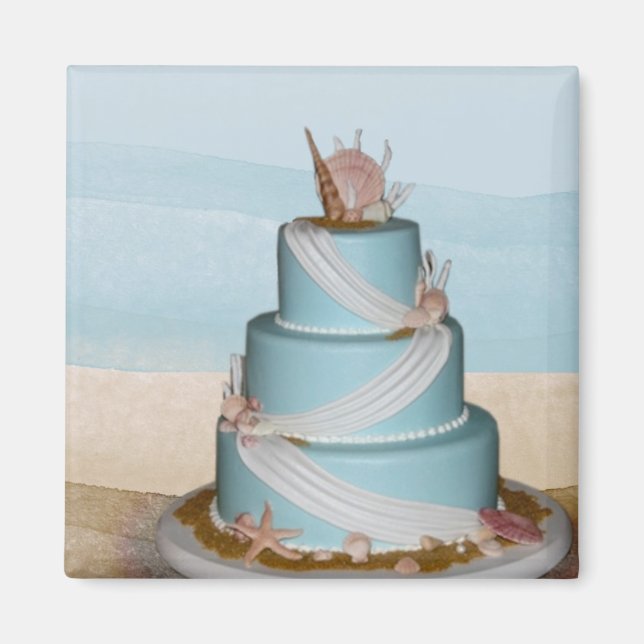 Elegante Sea Muschel Hochzeitstorte Magnet (Vorne)