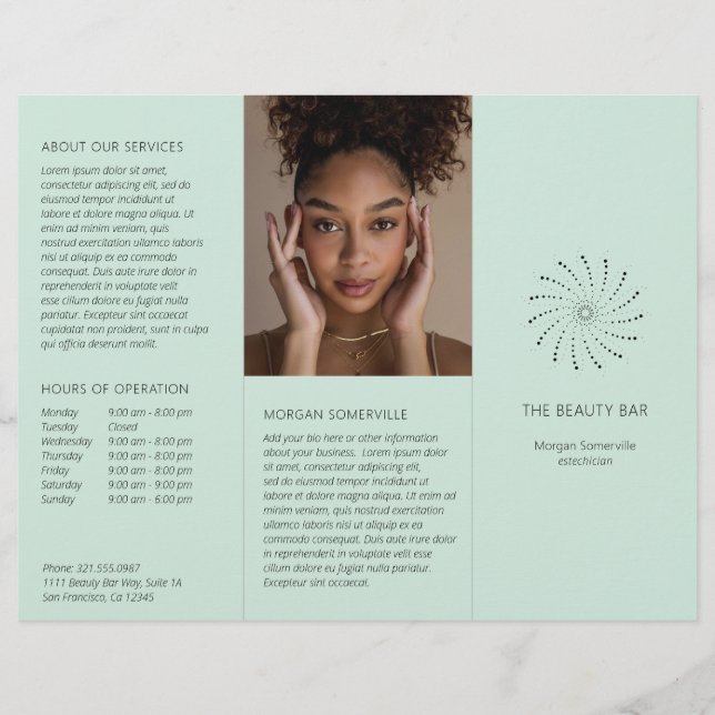 Elegante Seafoam Abstrakte Blume Moderne Broschüre (Vorderseite)