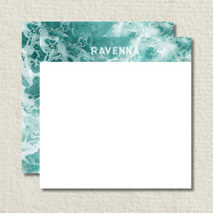 Elegante Seafoam-Silber-Streifen Hochzeit mit indi Mitteilungskarte