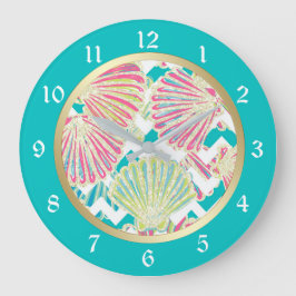 Elegante Seashells Zickzack Große Wanduhr