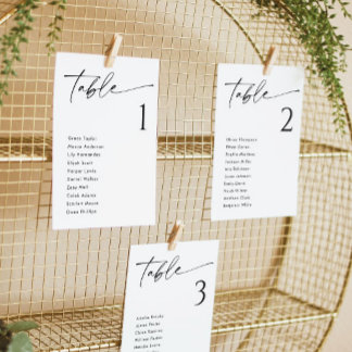 Elegante Seating Chart Cards Einladung