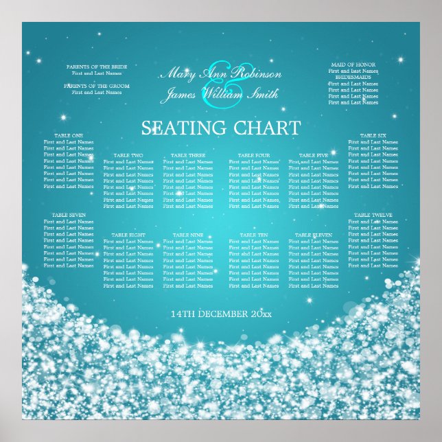 Elegante Seating Chart Star Frische Pasta machen Poster (Vorne)