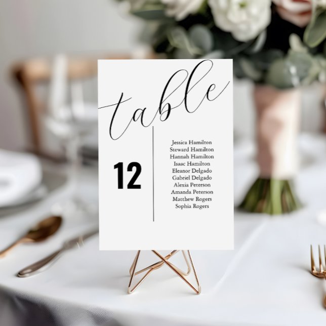 Elegante Seating Tischnummer Chart Cards (Elevate your wedding experience with our beautifully designed minimalist table number card.)