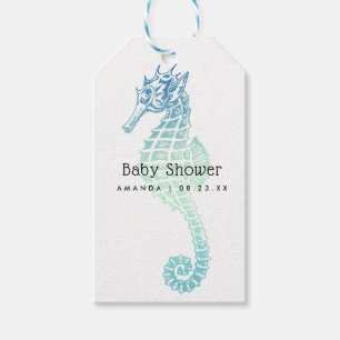 Elegante Seepferdchen-Baby-Party Geschenkanhänger