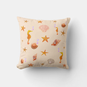 Elegante Seepferde, Muscheln und Seestars auf Elfe Kissen