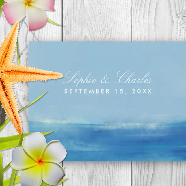 Elegante Seewasserfarbe Save the Date Postkarte (Elegant watercolor beach theme save the date)