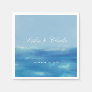 Elegante Seewasserfarbe Save the Date Postkarte Serviette