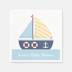 Elegante Segelboot Maritime Babyparty-Accessoires Serviette