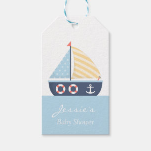 Elegante Segelboot Nautische Babyparty Geschenkanhänger