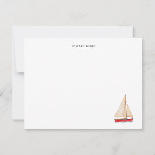 Elegante Segelyacht Watercolor Dankeskarte