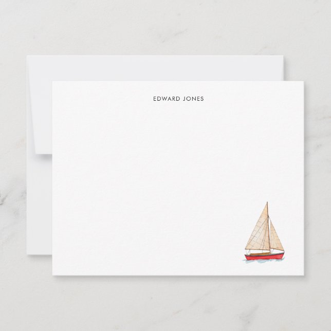 Elegante Segelyacht Watercolor Dankeskarte (Vorderseite)
