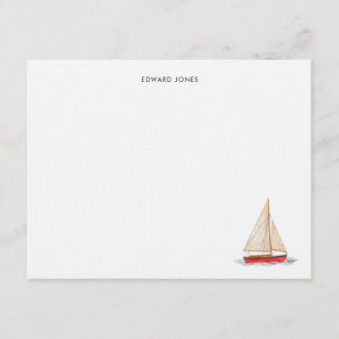 Elegante Segelyacht Watercolor Dankeskarte