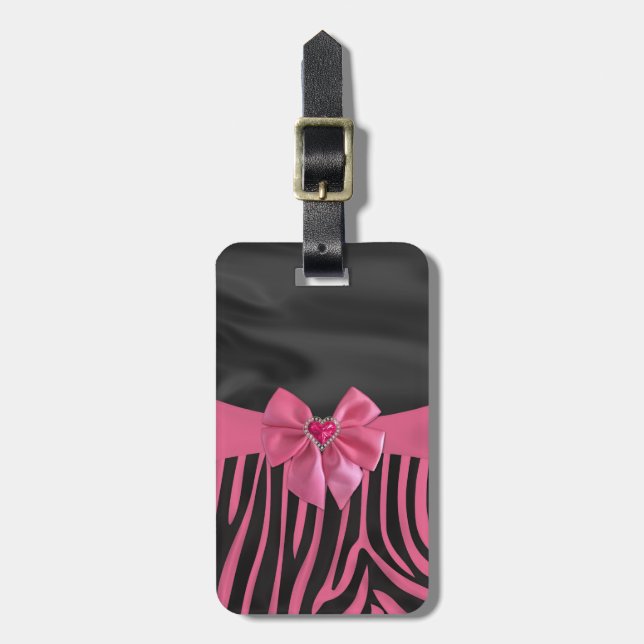 elegante Seidenstoffe Effekte Zebraprint Gepäckanhänger (Vorderseite vertikal)