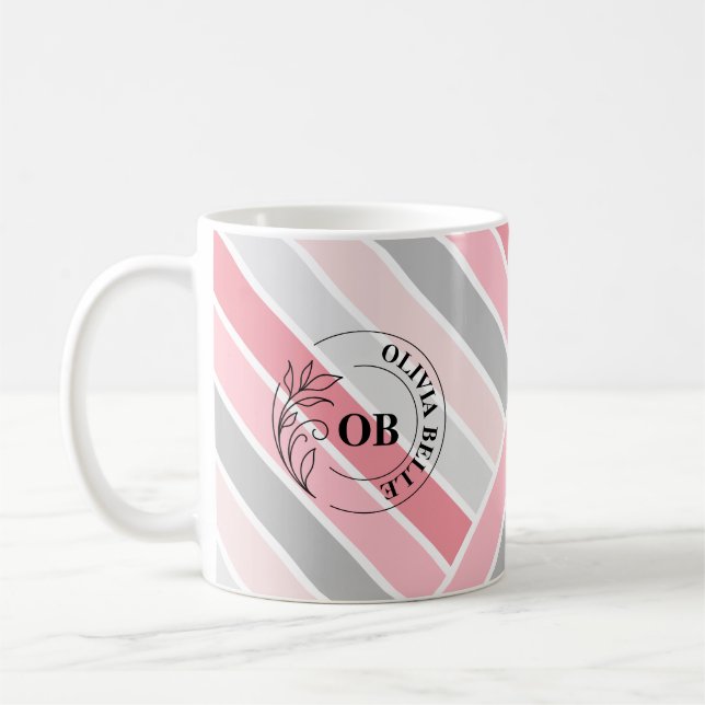 Elegante Seine & Hers Monogram Striped Tasse (Links)