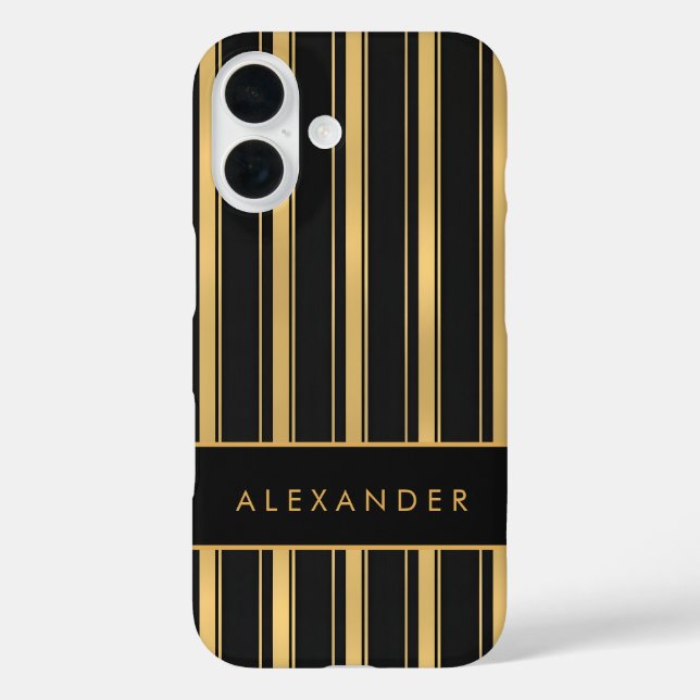 Elegante senkrechte Streifen iPhone 16 Hülle (Rückseite)