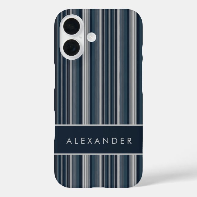 Elegante senkrechte Streifen iPhone 16 Hülle (Rückseite)