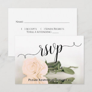 Elegante Sepia Peach Rose Spiegelungen Hochzeit RSVP Karte