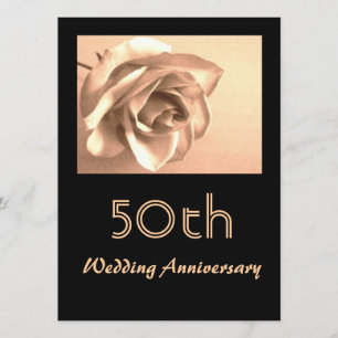 Elegante Sepia-Rosen-Einladung zum 50. Hochzeitsta Einladung
