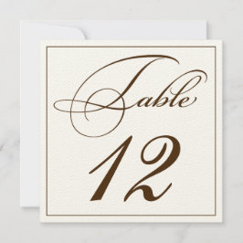 Elegante Sepia Script-Tischnummer-Karten Einladung