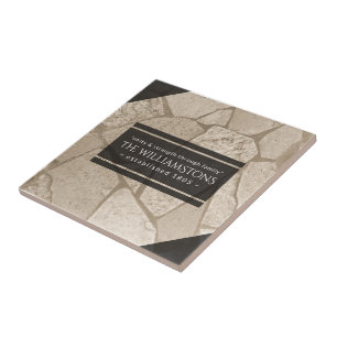 Elegante Sepia Toned Cracked Stones Fliese