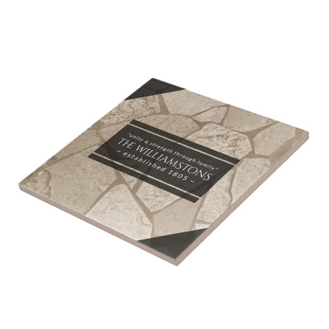 Elegante Sepia Toned Cracked Stones Fliese (Seite)
