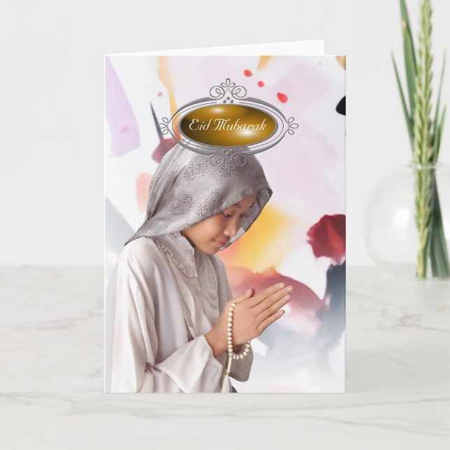 Elegante Sequin Eid Mubarak Feiertagskarte (Vorderseite)