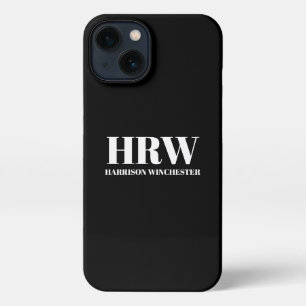 Elegante Serif-Initialen Monogrammname Schwarz-wei iPhone Hülle