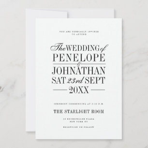 Elegante Serif-Schrift-Typografie-Hochzeit Einladung