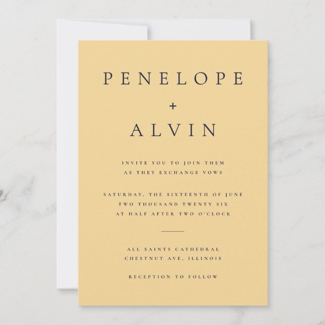 Elegante Serif Typografie Gelbe Minimalistische Ho Einladung (Vorderseite)