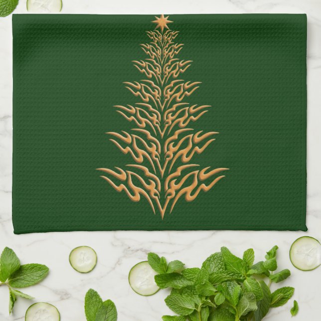 Élégante serviette de cuisine en sapin de Noël (Plié)