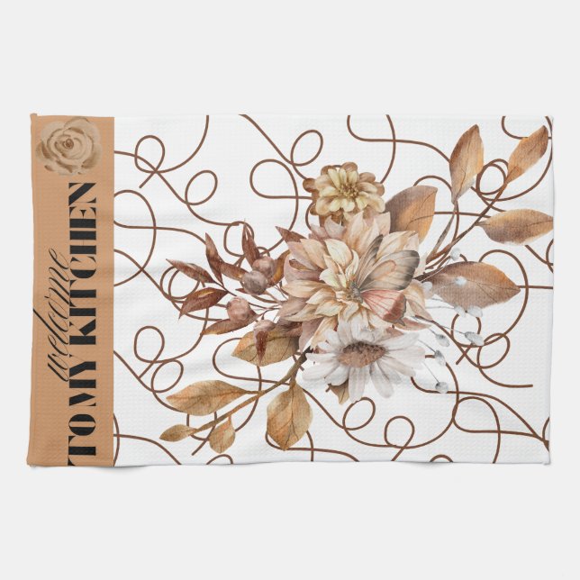 Élégante serviette de cuisine florale (Horizontal)