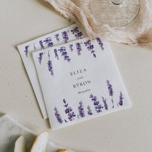 Élégante serviette en papier mariage lavande flora