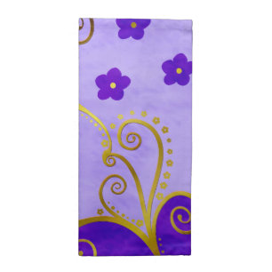 Élégante serviettes de table pourpre et or