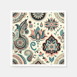 Élégante serviettes en papier à motif indien
