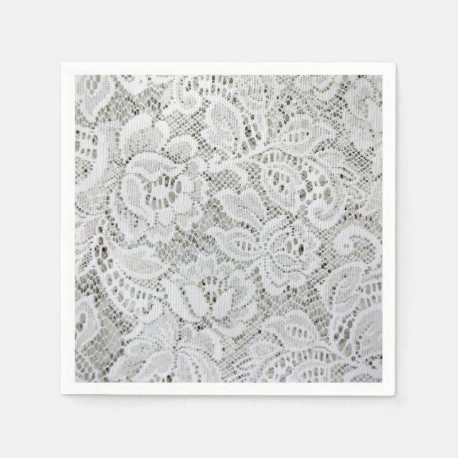 Élégante serviettes en papier dentelle blanche (Devant)