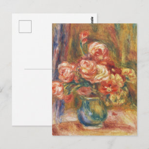 Elegante Shabby Chic Renoir Rosenmalerei Postkarte
