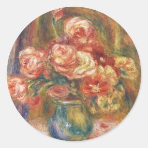 Elegante Shabby Chic Renoir Rosenmalerei Runder Aufkleber