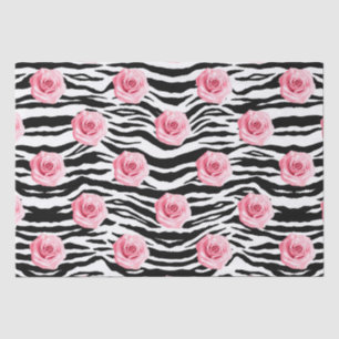 Elegante Shabby Chic rosa Rosen und Zebra-Streifen Seidenpapier