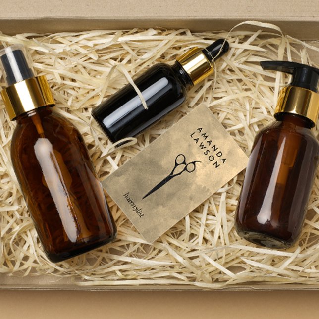 Elegante Shears Comb Gray Watercolor Visitenkarte (Von Creator hochgeladen)