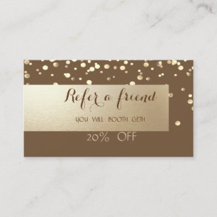Elegante Shiny, Confetti, braune Referenzkarte Empfehlungskarte