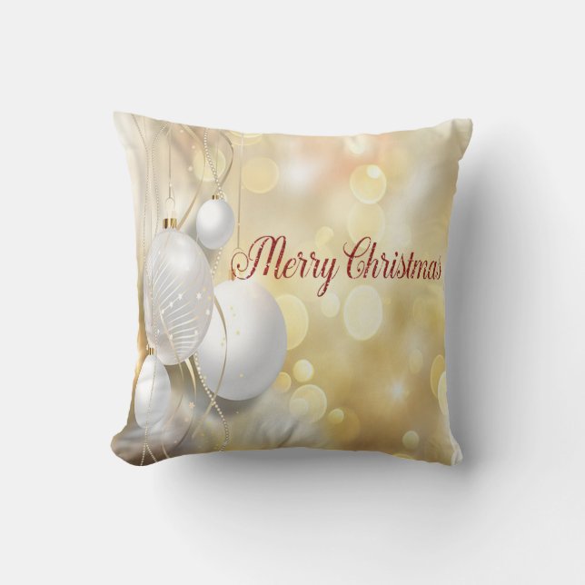 Elegante Shiny Gold Weihnachtsschmuck Kissen (Vorderseite)