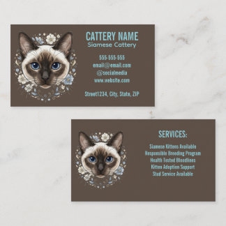 Elegante Siamesen-Katzenzucht Minimalistisches Des Visitenkarte