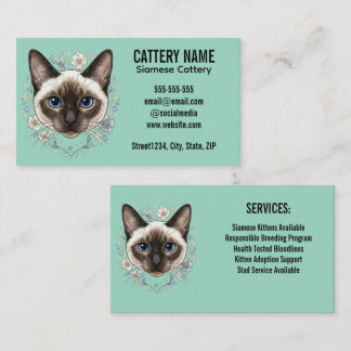 Elegante Siamesen-Katzenzucht Minimalistisches Des Visitenkarte