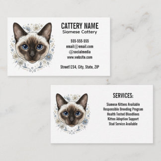 Elegante Siamesen-Katzenzucht Minimalistisches Des Visitenkarte