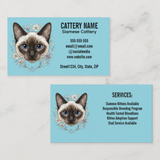 Elegante Siamesen-Katzenzucht Minimalistisches Des Visitenkarte