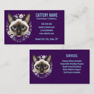 Elegante Siamesische Katzenzucht Minimalistische V Visitenkarte