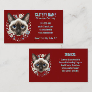 Elegante Siamesische Katzenzucht Minimalistische V Visitenkarte