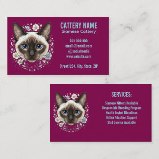 Elegante Siamesische Katzenzucht Minimalistische V Visitenkarte