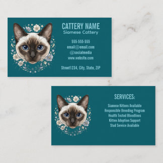 Elegante Siamesische Katzenzucht Minimalistische V Visitenkarte